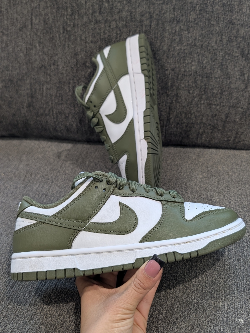 Nike Green and White Dunk Low Sneakers